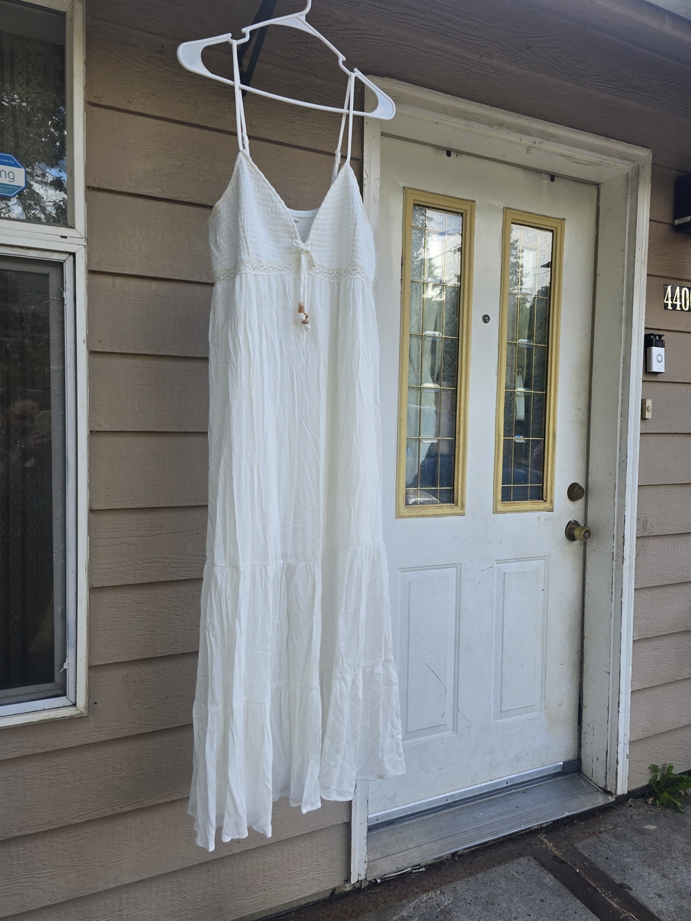 NWT No Boundaries Boho White Maxi Dress with Spaghetti Straps - XL (16-18)